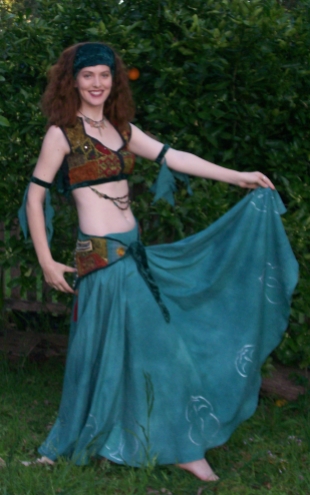 Front view of Trash to Treasure Belly Dance Costume.
