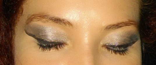 silver eyeshadow close up