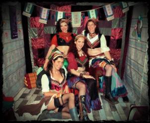 4 dancers at steampunked gypsy night